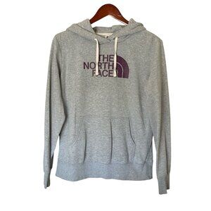 The North Face Gray Logo Hoodie Sweatshirt Women's S Small Old Worn Comfortable